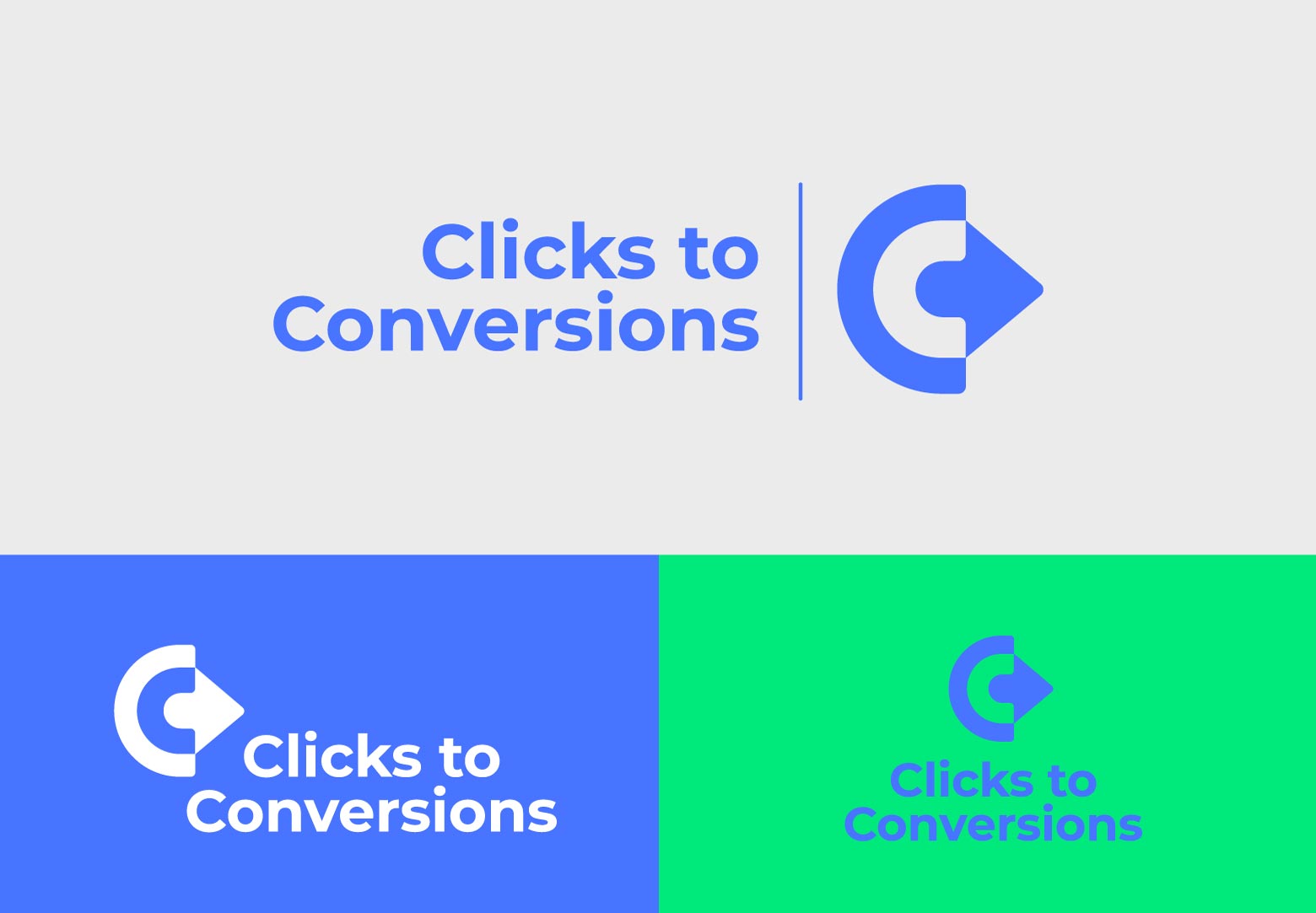 Clicks to Conversions branding and web design by StudioD