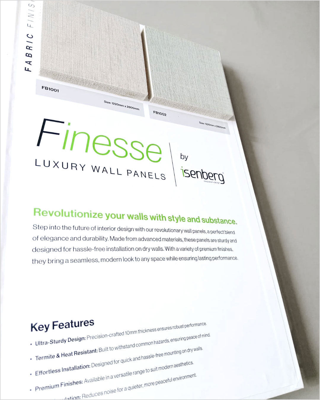 Logo and Catalog design for Finesse - a wall panels brand