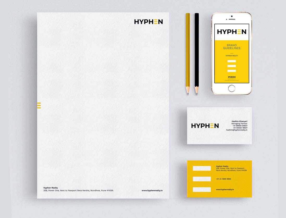 Stationery design for Real Estate Brand in Pune Hyphen Realty