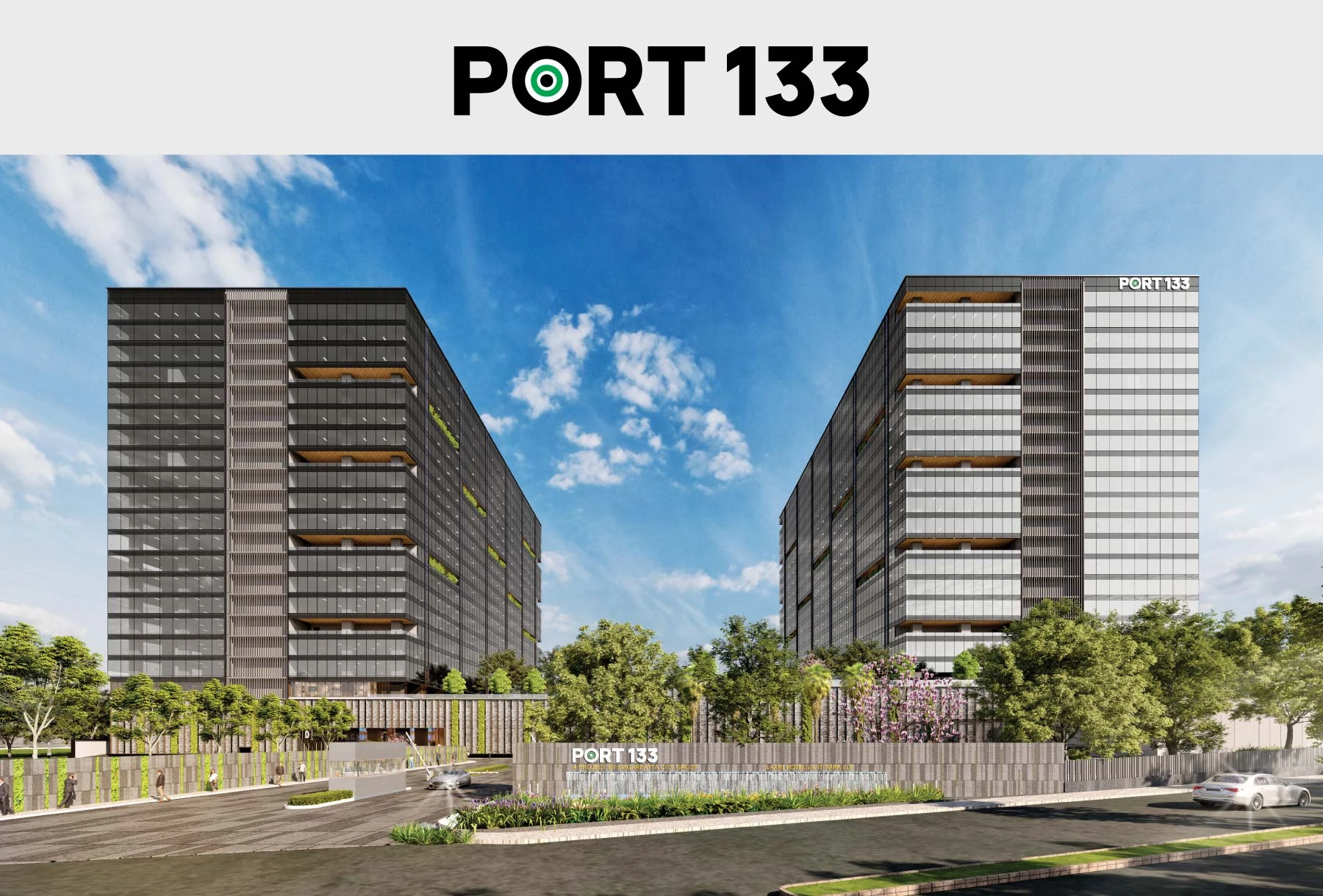 Grand Entrance Gate and Water Cascade of PORT 133 IT Park