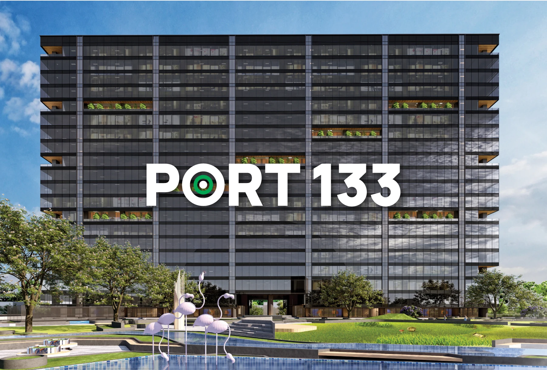 Architectural Landmark Tower with PORT 133 Signage