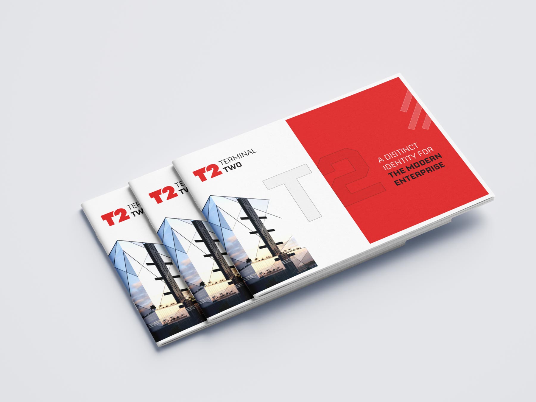 Brochure cover and landscape format design for Terminal Two