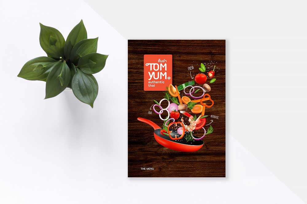 Branding, Menu design for Tom Yum - Thai Restaurant