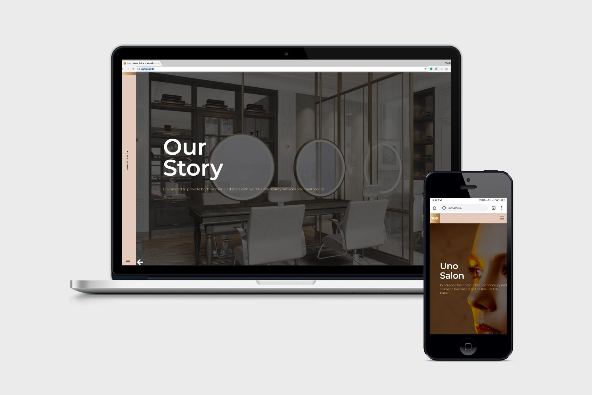 Brochure and website design for Uno Salon